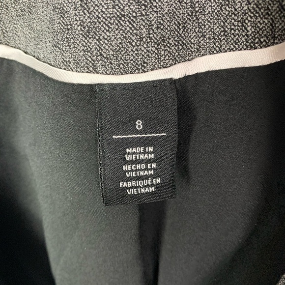 White House Black Market Size 8 Herringbone Jacket Single Button Ruffle Back 3/4 - Picture 2 of 8